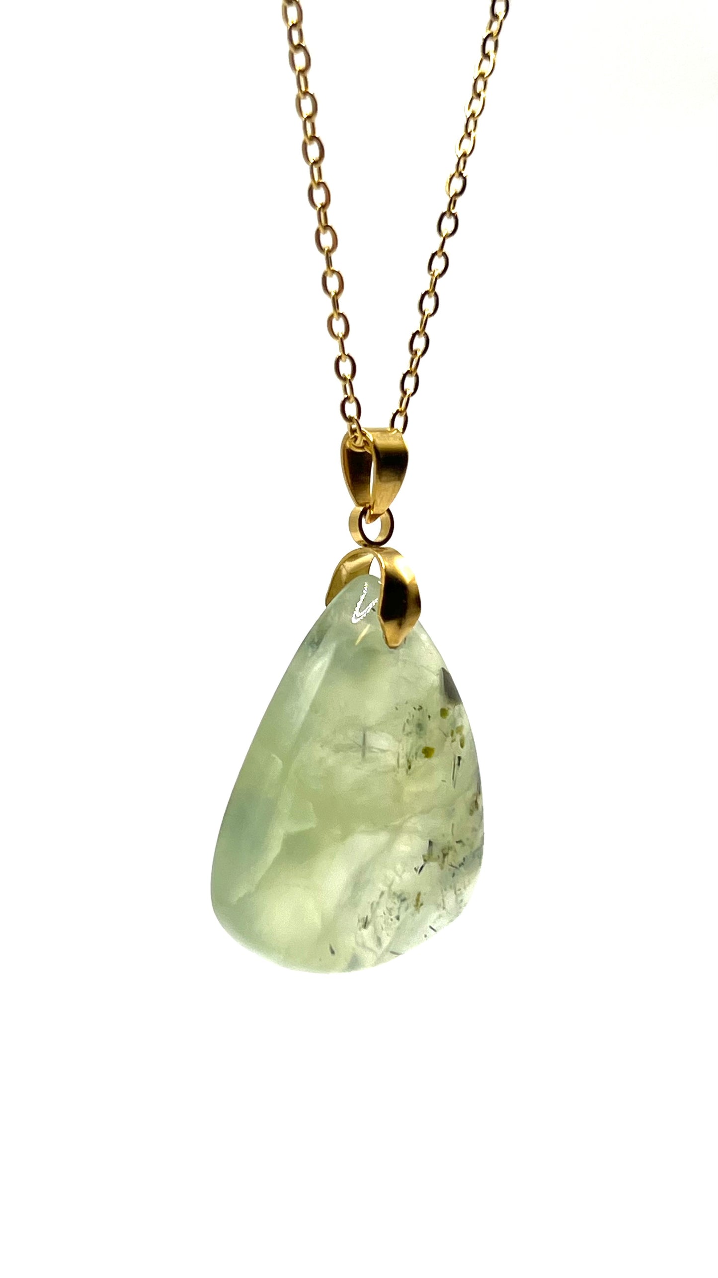 Lyra Prehnite Teardrop Pendant