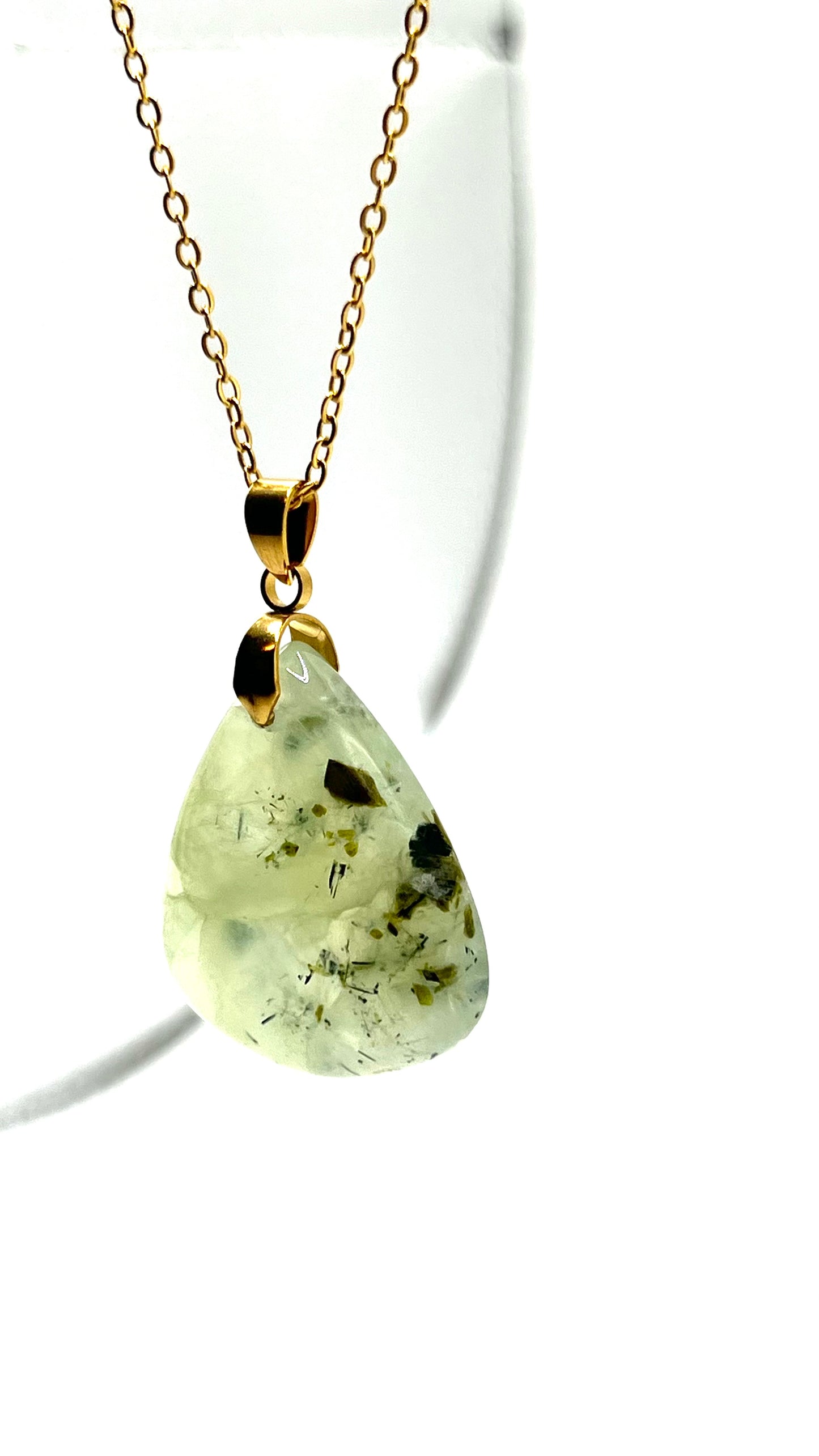 Lyra Prehnite Teardrop Pendant