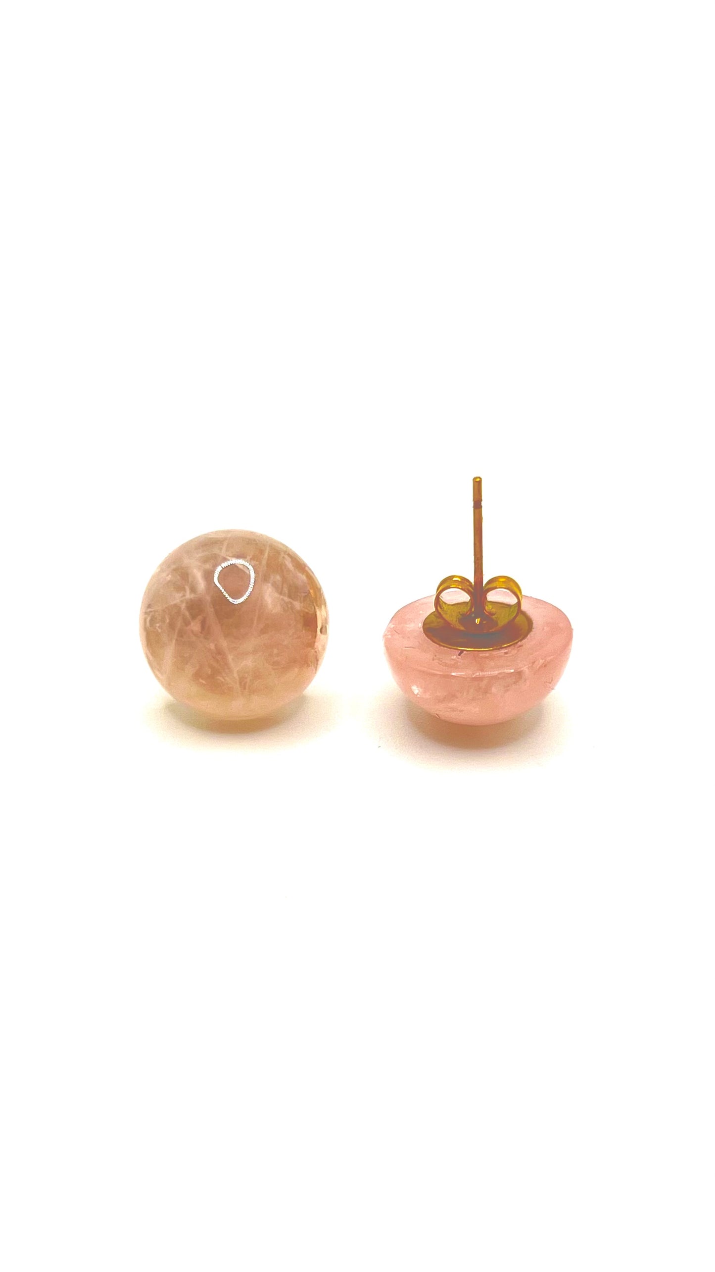 Elara Rose Quartz Dome Earrings