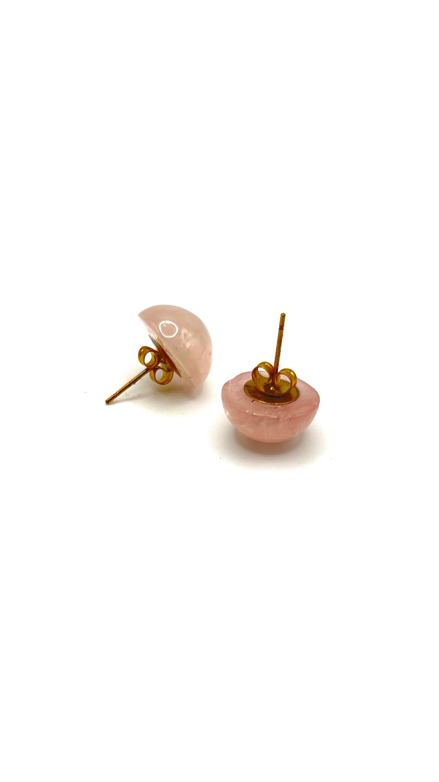 Elara Rose Quartz Dome Earrings
