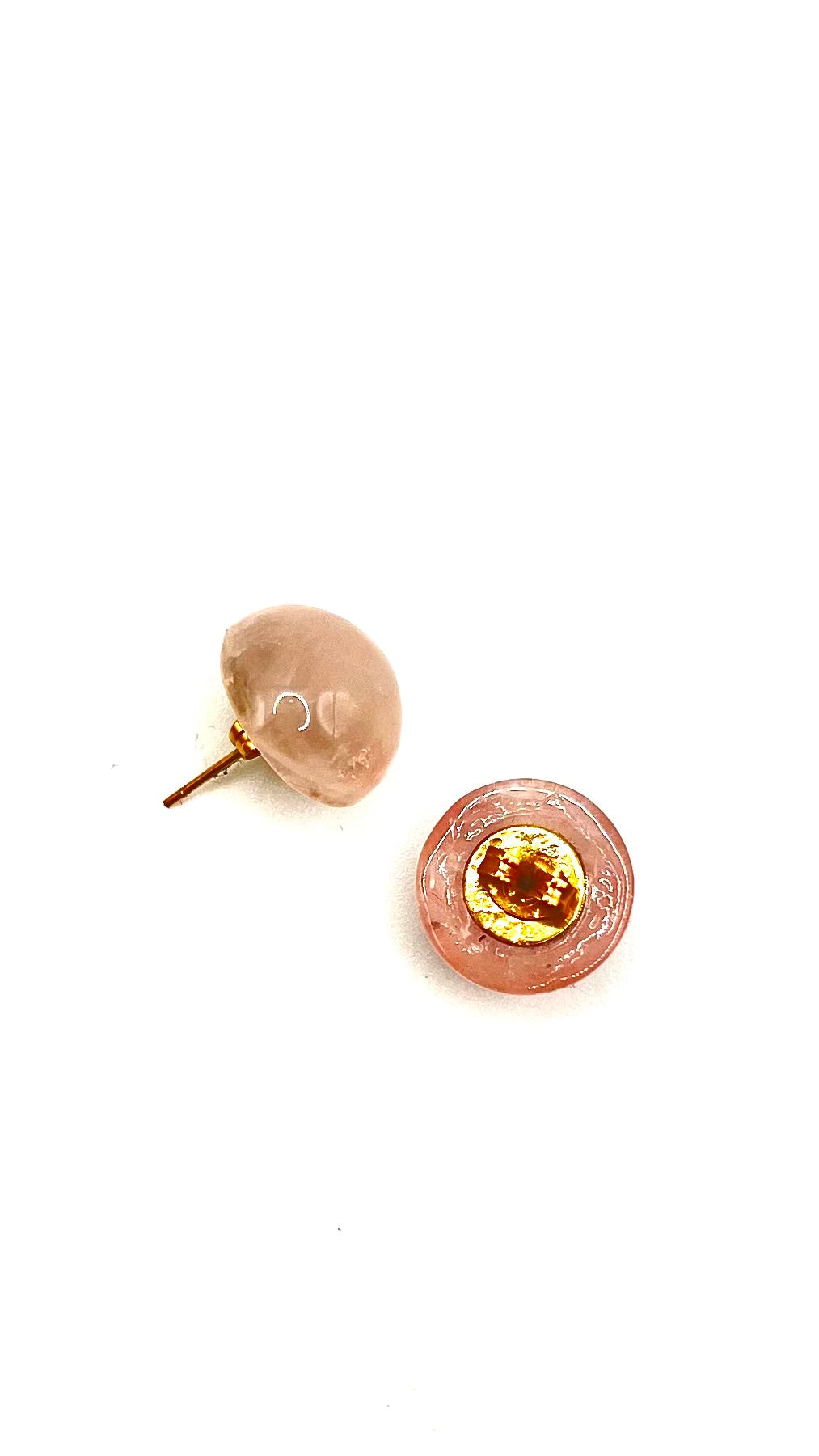 Elara Rose Quartz Dome Earrings
