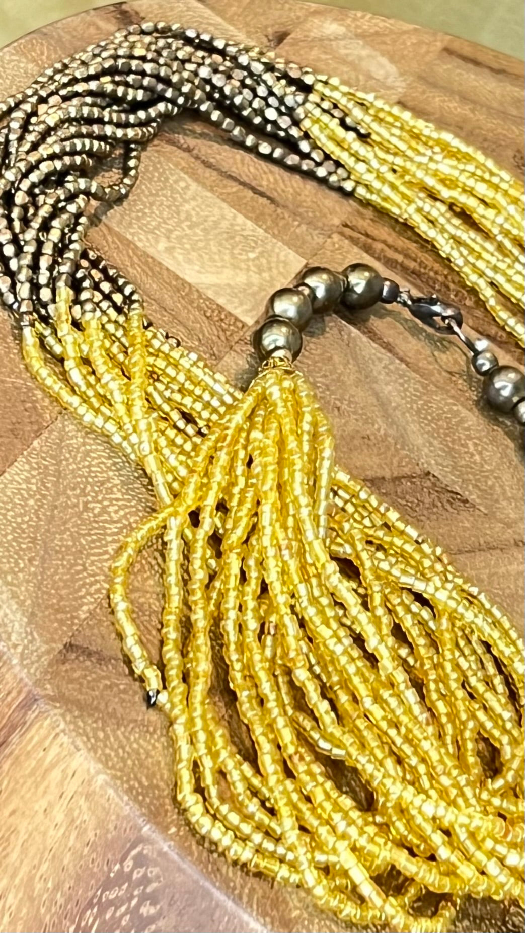 Golden Horizon Brass Beaded Necklace