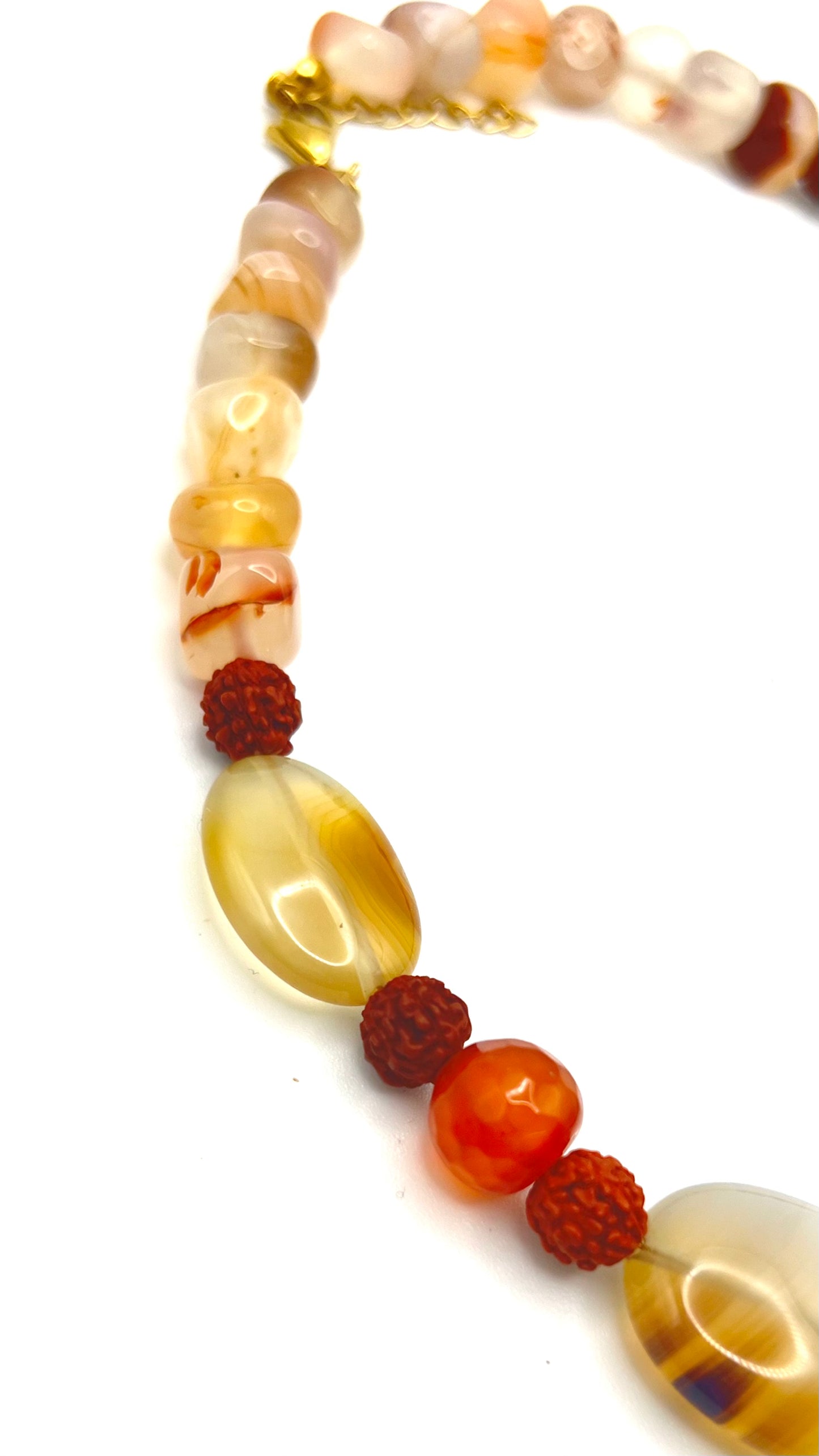Gray Agate & Carnelian Choker With Rudraksha