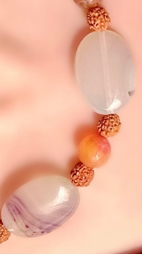 Gray Agate & Carnelian Choker With Rudraksha