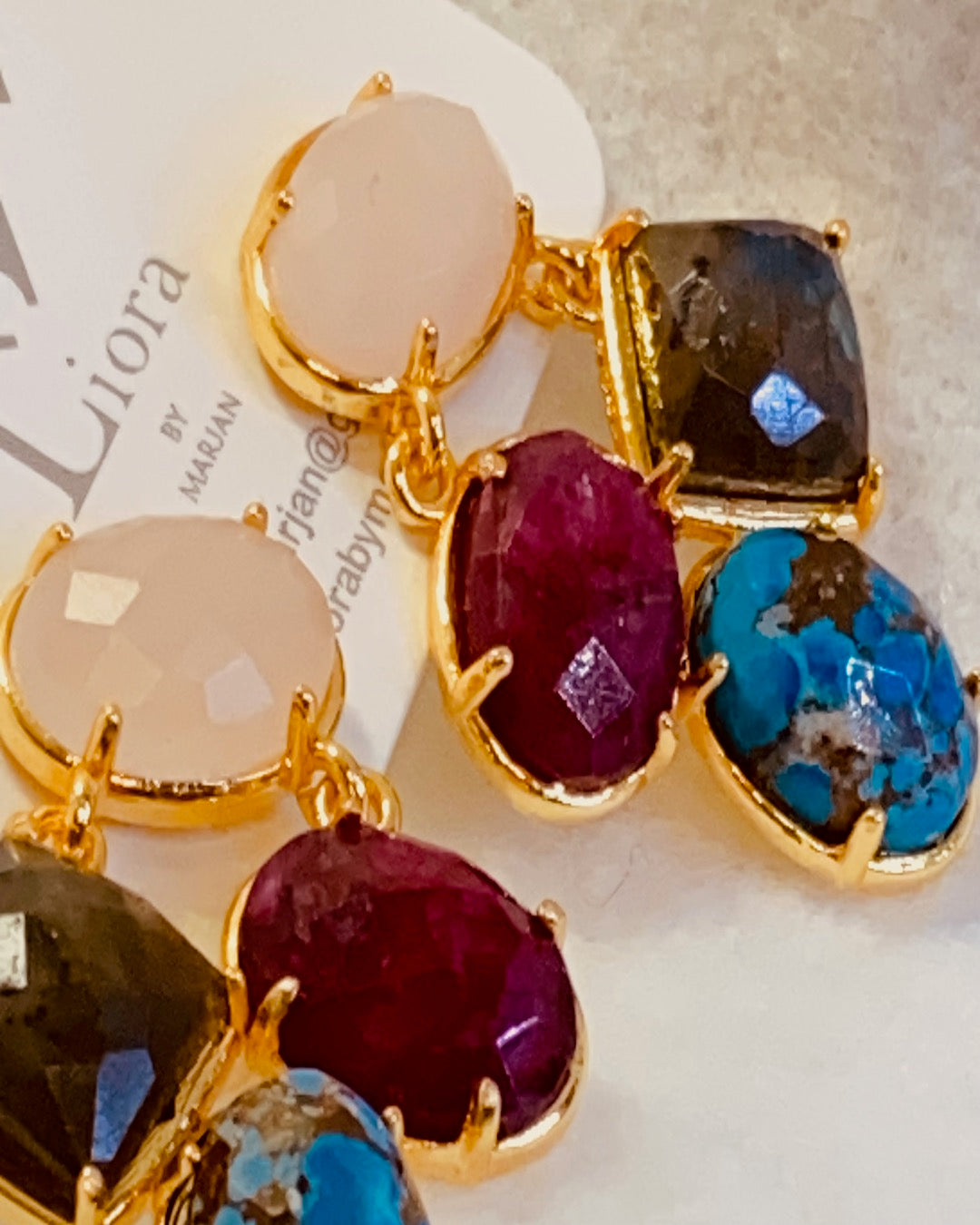 Energized Harmony-Gold-Plated Earrings With Rose Quartz & More