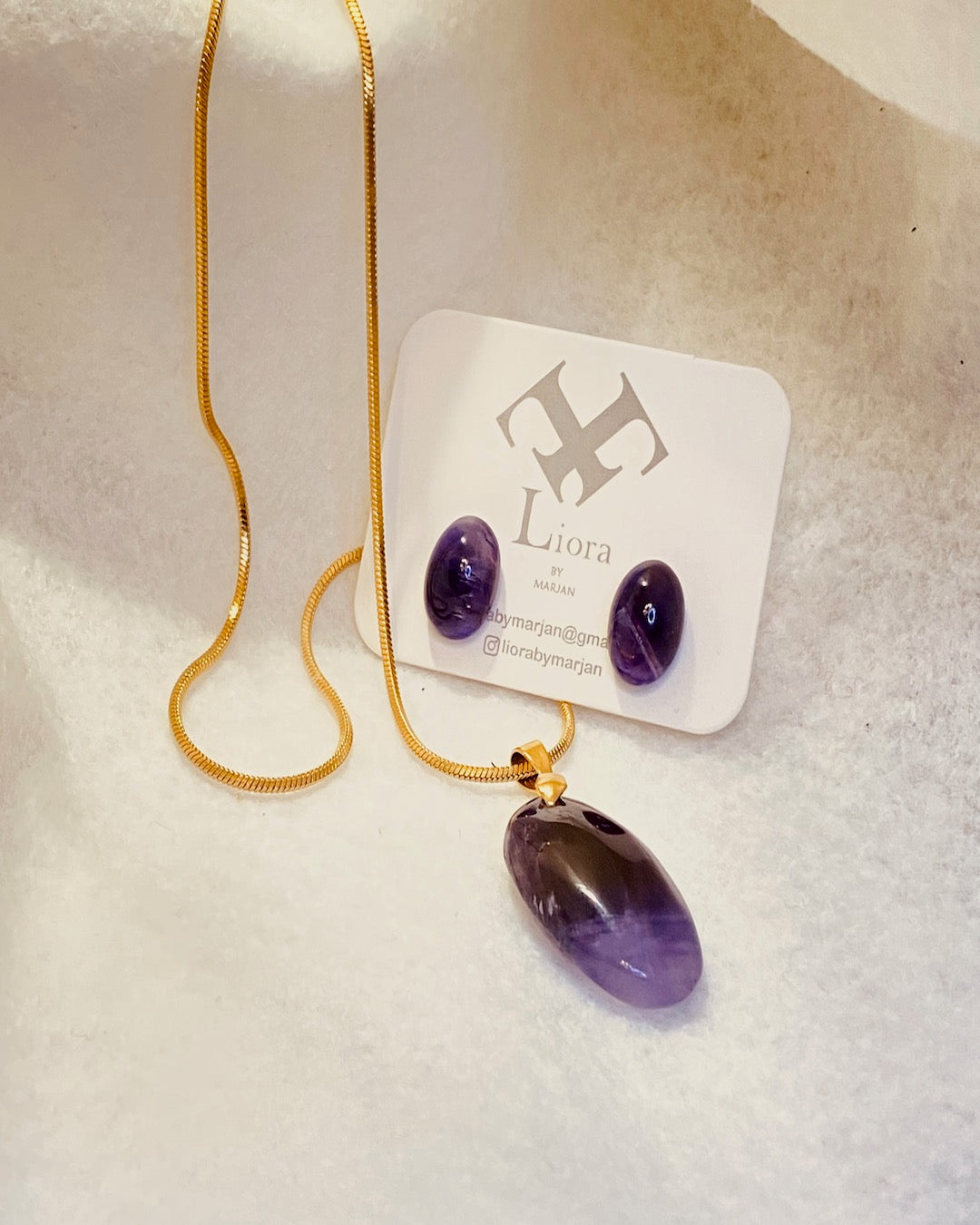 Amethyst Tranquility Set-Pendant,Earrings&Chain
