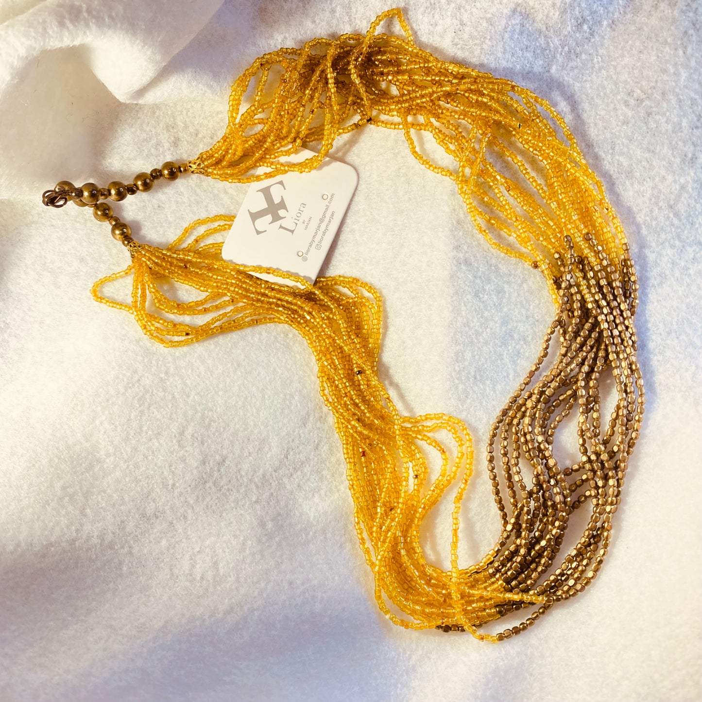 Golden Horizon Brass Beaded Necklace