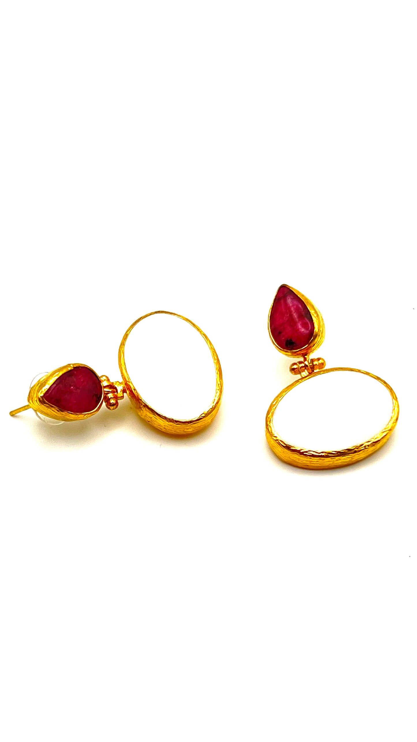 Gold-Plated Mother Of Pearl &Coral Earrings
