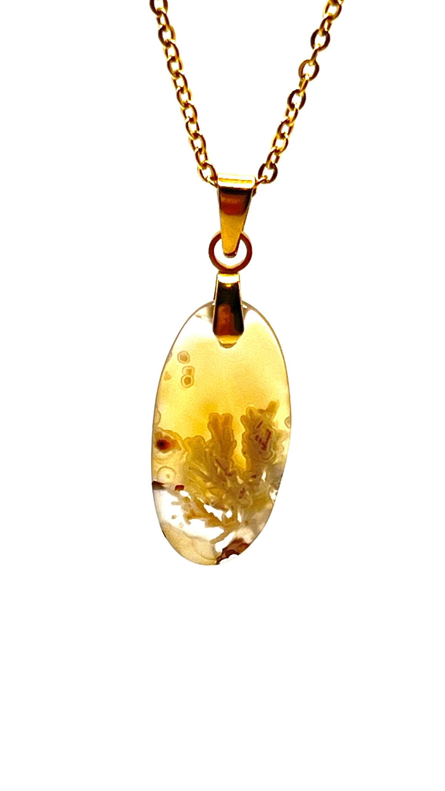 Golden Dendritic Agate Pendant