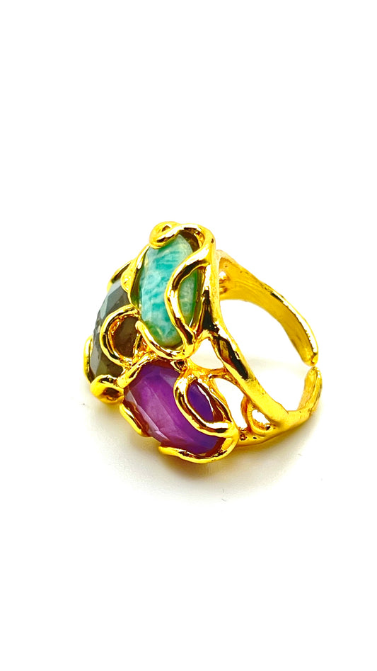 Mystic Trio- Gold- Plated Ring