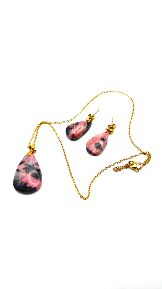 Amavia Rhodonite Teardrop Set