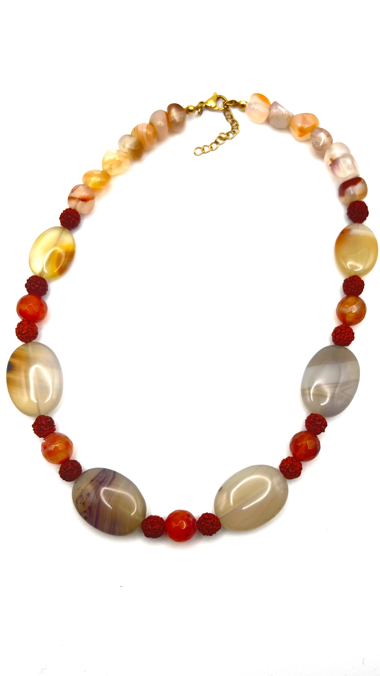 Gray Agate & Carnelian Choker With Rudraksha