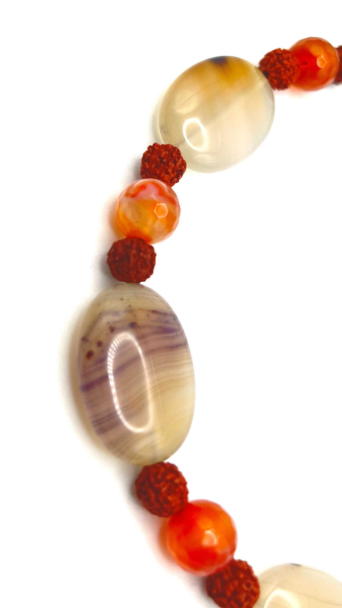 Gray Agate & Carnelian Choker With Rudraksha