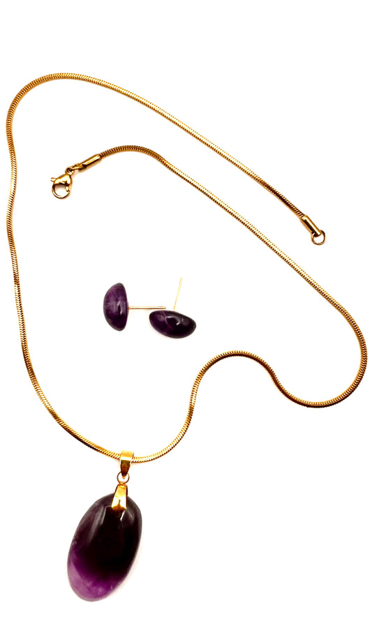 Amethyst Tranquility Set-Pendant,Earrings&Chain