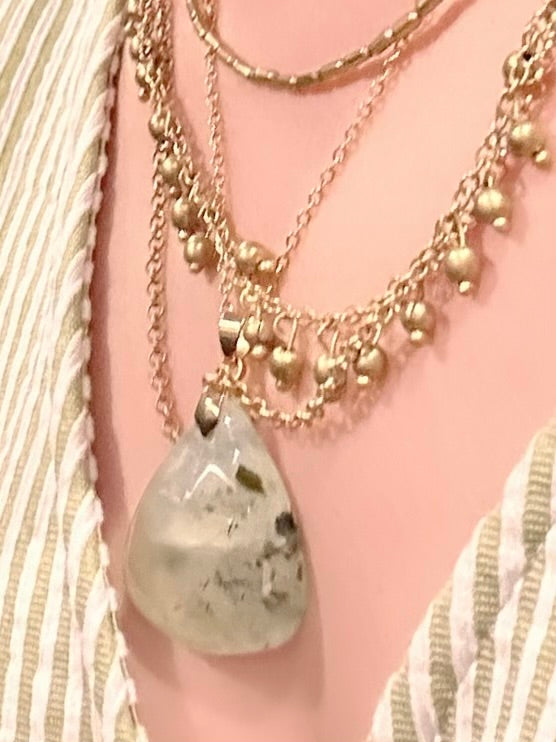 Lyra Prehnite Teardrop Pendant