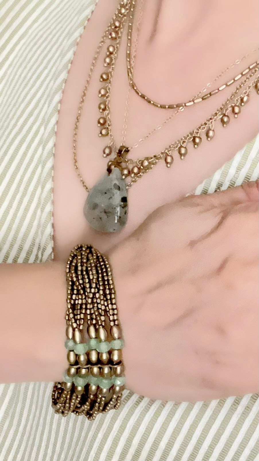 Lyra Prehnite Teardrop Pendant