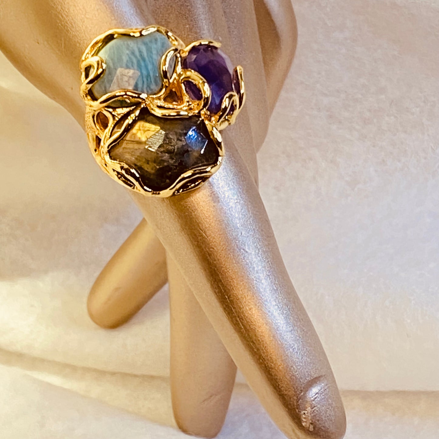 Mystic Trio- Gold- Plated Ring