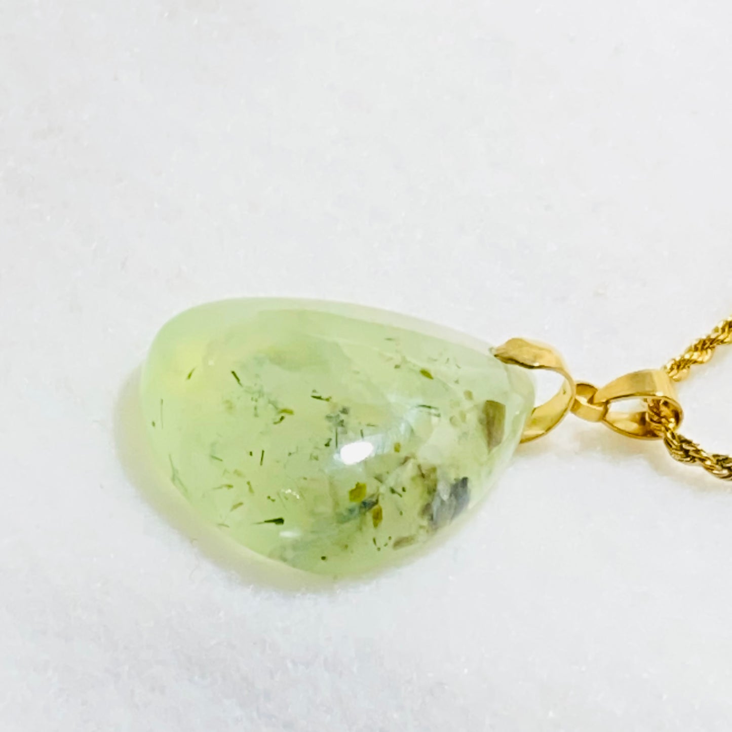 Lyra Prehnite Teardrop Pendant