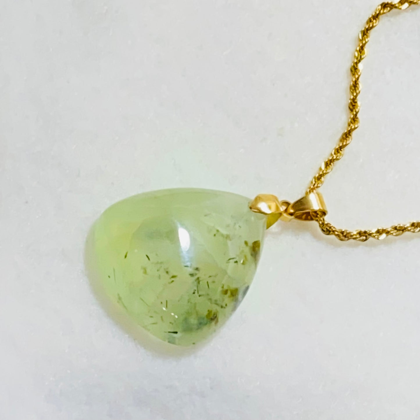 Lyra Prehnite Teardrop Pendant