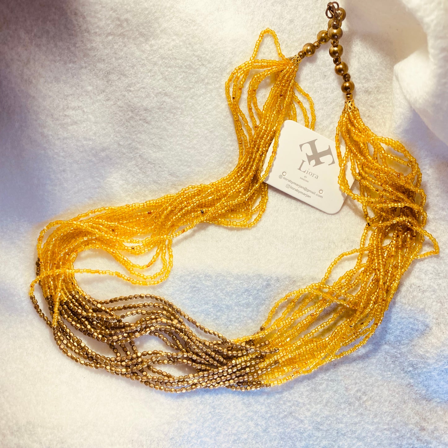 Golden Horizon Brass Beaded Necklace