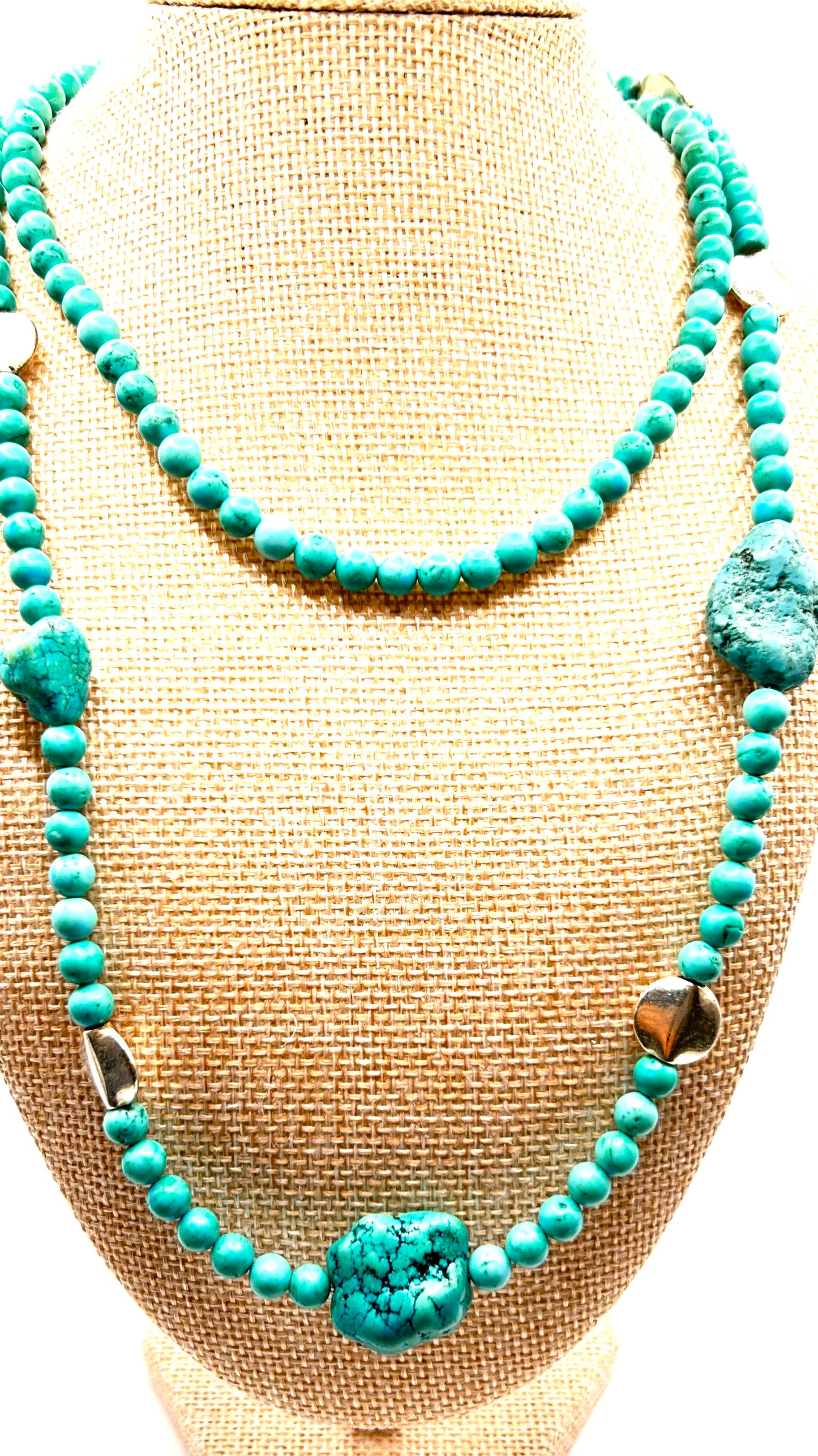 Long Turquoise & Silver Harmony Necklace