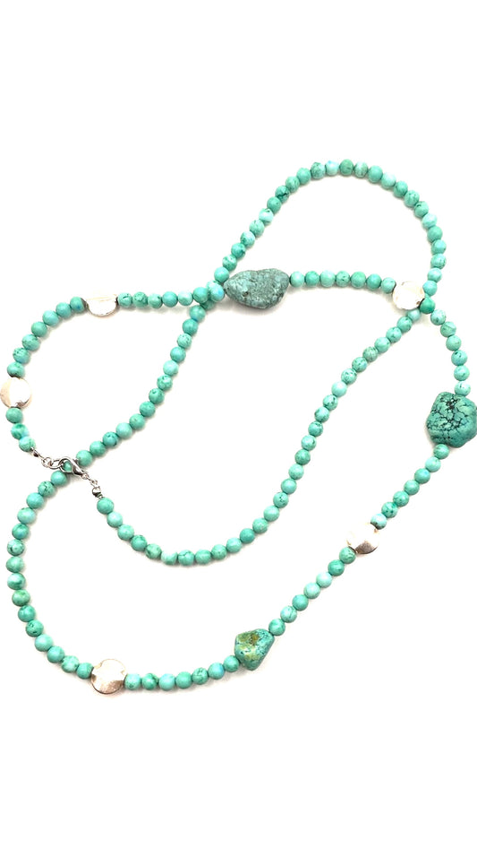 Long Turquoise & Silver Harmony Necklace