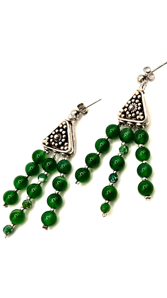 Elaria Green Agate Earrings