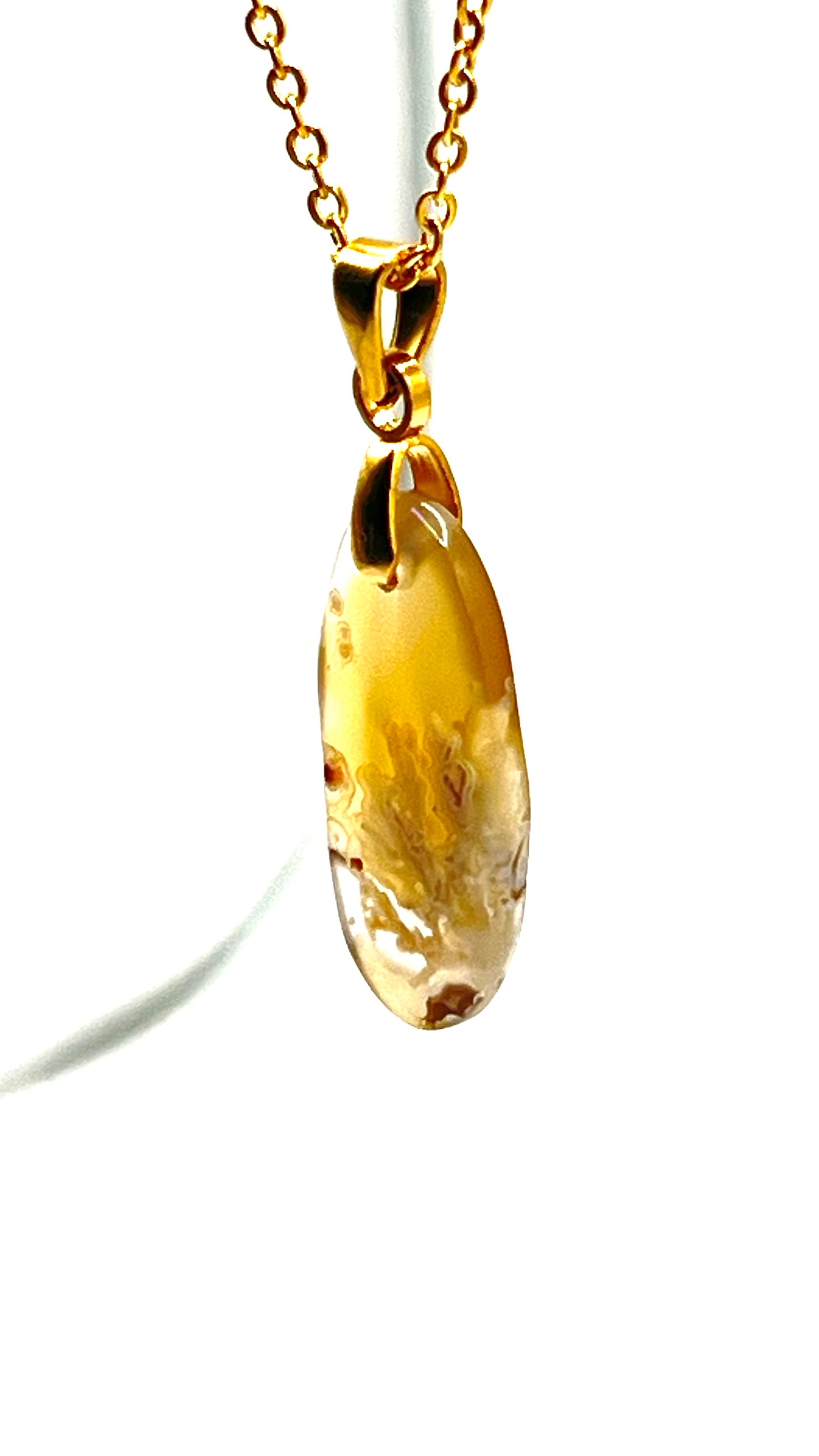 Golden Dendritic Agate Pendant
