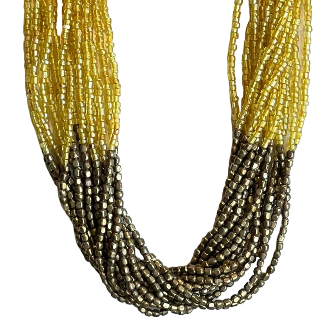Golden Horizon Brass Beaded Necklace